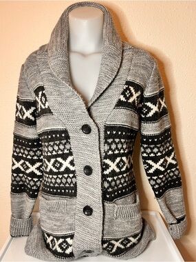 Samsara Shawl Collar Fair Isle Cardigan Sweater